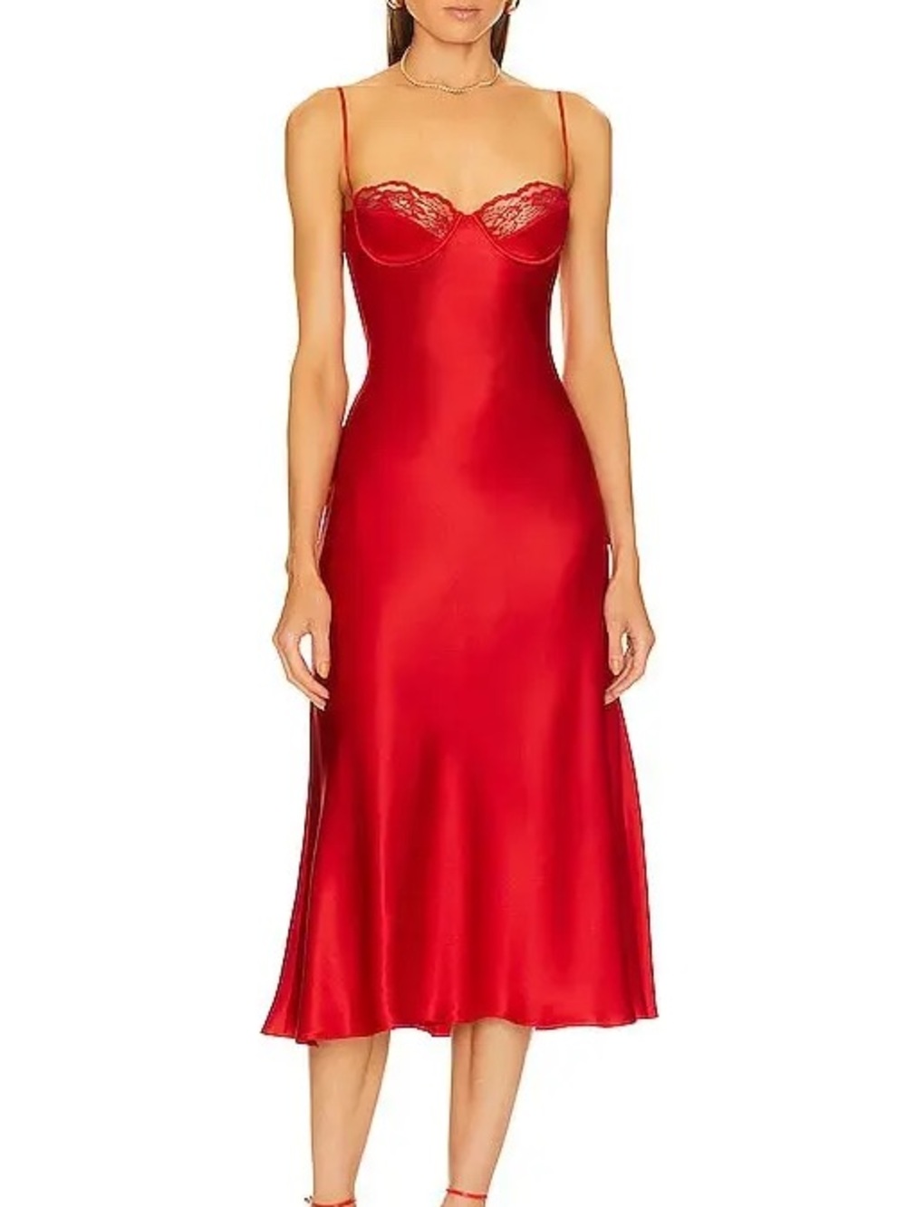 Genuine silk Lace-Trim Slip Dress